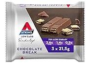 Atkins Endulge Chocolate Break Bars | Keto Friendly Bars | 3 x 21.5g Low Carb Chocolate Bars | Low Carb, Low Sugar, High Fibre | 3 Bar Pack