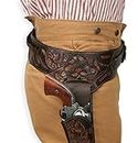 Historical Emporium .44/.45 Cal Standard Right Hand Western Gun Belt and Holster Tooled Leather 46 Two-Tone Brown