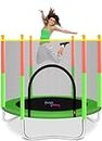 First Play 55 inch Trampoline with Safety Net & U-Shape Legs for Kids & Adults | Indoor & Outdoor Trampoline | Powerful Loading Capacity 120KG | Stainless Steel Frame & Legs (Green)