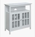 Convenience Concepts Big Sur Highboy TV Stand with Storage Cabinets and Shelves in White Finish