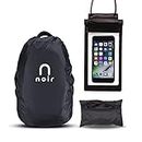 Noir Rain and Dust Cover with Pouch 100% Waterproof Bag Cover for Backpack with Mobile Rain Protection Cover, Laptop Bags, School/College/Office (1 Rain Cover for Bag + 1 Rain Cover for Mobile)