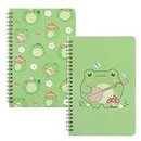 EFenegabos A5 Wirebound Notebooks Cute Frog Pattern Spiral Notepad Cartoon Animal Sidebound Notebook Journal Lined Paper Note Book Office School Stationery Set Project Notebook for Student Teacher
