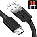 Micro USB Cable 10FT,High Speed Fast Charger Cord for Xbox One/PS4 Controller, Echo Dot(2nd),Samsung Galaxy S7/S6,Edge,Tablet,Playstation 4 Games,Note5/4,HTC, Extra Long Android Phone Charging Wire