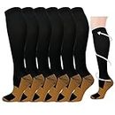 6 Pack Copper Compression Socks For Men & Women Circulation - Best for Medical, Running, Athletic 15-20 mmHg (Small-Medium)