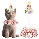 Andibro Cat Puppy Princess Costumes, Kitten Small Dog Birthday Bandana Scarf and Party Hat Cute Lace Bandana Bib Scarf Crown Hat Pet Birthday Party Decorations Set Colorful Dots Cat Accessories
