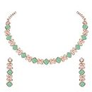 Atasi International Gold Plated Mint Green Crystals AD Diamond Style Delicate Necklace Jewellery Set for Women & GIrls (MG1744)