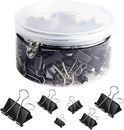 120 Pieces Binder Paper Clips for Office Supplies, 6 Assorted Sizes, Black