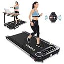 ZRNONAOZ 2 in 1 Walking Pad Treadmill Under Desk with Bluetooth Speaker Running Jogging Machine Remote Watch Control Max 265lbs Weight for Home Office Use