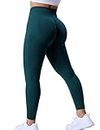 YEOREO Scrunch Butt Lift Leggings for Women Workout Yoga Pants Ruched Booty High Waist Seamless Leggings Compression Tights, #1 Teal, Medium