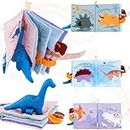 Richgv Soft Baby Books Toys 0-6-12 Months, Sensory Toy for Babies with Mirror, Crinkle Paper, Maze & Little Dinosaur,Early Development Travel Toy, Stroller Hanging Toy, Newborn Boy Girl Gift