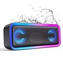 MEGUO Loud Bluetooth Speaker Portable Speakers Wireless Bluetooth with 20W Powerful Sound, RGB Lights, TWS Pairing, Bluetooth 5.3 IPX5 Waterproof Shower Outdoor Speaker for Garden Party BBQ Travel