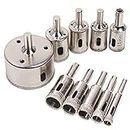 HILDA 8-50mm Diamond Coated Core Hole Saw Drill Bits Tool Cutter For Tiles Marble Glass Granite Drilling- 10 Pcs/set