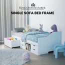 KINGSTON SLUMBER Kids Wooden Single Sofa Bed Frame White Childrens Pine Storage