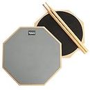 Tebery 12 Zoll Drum Practice Pad, mit 5A Drum Sticks, 2-seitig Silent Rubber Dumb Drum für Anfänger, Grau, 30.5cm