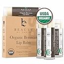 Organic Lip Balm - 4 Pack Unflavored Organic Gifts for Women, All Natural Lip Balm, Birthday Gifts for Her & Him, Lip Balm Hydrating Beauty Gifts, Lip Moisturizer, Mens Gift Ideas