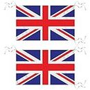 AKH® 76CM x 50CM Britain GB Union Jack UK National Flags with Hanging Strings | Pack of 2 | Reusable Flag for Coronation Sports Events Pub BBQ Royal Theme Decorations Banner Indoor Outdoor