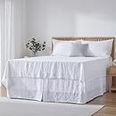 Simple&Opulence Premium Linen Bed Skirt Basic Style 18 inch Tailored Drop Dust Proof Easy Fit Breathable (18'' Basic-White, Twin)