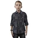 Instafab Boy's Blue Buffalo Checks Denim Shirt for Casual Wear | Spread Collar | Long Sleeve | Button Closure | Cotton Shirt Crafted with Comfort Fit for Everyday Wear