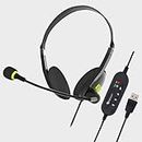 SARVOTELEWEB Head Phone with Mic | USB Wired Ear Headphones with Noise-Cancelling with Mic | Head-Set for PC, Laptop, Computer, Skype & Zoom Calls (Black-Protech440)