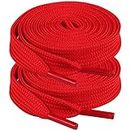 Booyckiy [2 Pairs] Flat Shoe Laces for Sneaker, 2/5" Wide Shoelaces Red 31 inch(80cm)