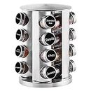 Countertop Revolving Spice Rack, 16-Jars Stainless Steel Spice Rack Organizer, Round Carousel Spice Rack Tower, Seasoning Storage Organization for Kitchen Home Dried Herbs