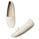 Marc Loire Women Comfortable Slip On Flat Loafer Ballet; Casual and Formal Footwear (Cream, 6)