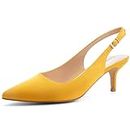 Greatonu Womens Dress Shoes Low Heel Yellow/Faux Suede US Size 8