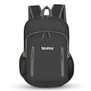 Bekahizar 20L Ultra Lightweight Backpack Foldable Hiking Daypack Rucksack Water Resistant Travel Day Bag for Men Women Kids Outdoor Camping Mountaineering Walking Cycling Climbing (Black)