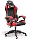 YOLEO Gaming Chair, Ergonomic Computer Chair with Massage Lumbar Support, High Back & 90°-135° Tilt Function, Swivel Leather Video Gamer Chair, Height Adjustable, Red