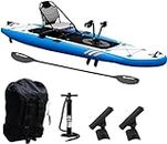 Fishing Kayaks for Adults Inflatable Kayak 1 Person with Pedal Drive Folding Kayak with 410lb Capacity, Includes Kayak Seat, Air Pump & Oxford Bag