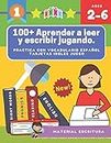 100+ Aprender a leer y escribir jugando. Practica con vocabulario español tarjetas ingles juego: Actividades para aprender los alfabeto montessori ... niños de 3 6 años (preescolar - primaria).