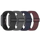 SHIJZWD 4 Pack Elastic Nylon Watch Straps Compatible with Fitbit Charge 4/Fitbit Charge 3/3 SE/4 SE, Adjustable Stretchy Sport Loop Band Replacement Wristband for Fitbit Charge 3/Charge 4 Women Men