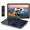 WONNIE 16.9" Portable Blu ray DVD Player with 14.1" 1080P HD Swivel Screen, 4-Hour Rechargeable Battery, Supports HDMI Output, Dolby Audio, Last Memory, USB/SD Card, AV in