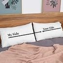 Confetti Gifts Printed White Satin Pillowcase for Couple- Gift for Couple (Set of 2) | My Side Your Side Pillow case | Gift for Husband Wife