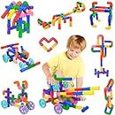STEM Learning Pipe Tube Toys, Tube Locks Construction Building Blocks 96 Pcs - Multicolor Educational Building Blocks Set with Wheels& Spouts & Joints for Kids Ages 3+ Visit The FUBAODA Store