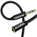 SUCESO Headphone Extension Cable 2M Aux Stereo Jack Lead 3.5mm Male to Female Audio Cable Earphone Extender Cord Compatible With Laptop PC iPhone iPad Tablet Headset TV PS4 Speaker Smartphone-Black