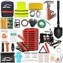 WERPOWER AUTODECO Car Roadside Emergency Kit – Premium, Heavy Duty Car Roadside Emergency Kit – Jumper Cables, Portable Air Compres.