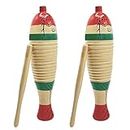 Cheerock Pack of 2 Guiro Instrument, Wood Fish Shaped Latin Percussion Instruments, Guiro Hand Percussion Instruments with Rhythm Sticks, Musical Percussion Instruments for Adults Kids