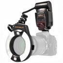 Flash ad anello Meike macro i-TTL per fotocamera Nikon con luce ausiliaria LED - MK-14EXT