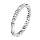 Silvora Sterling Silver Rings for Women S925 Dainty Cubic Zirconia Wedding Engagement Band Eternity Ring Jewellery Size 5