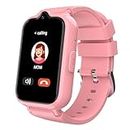 AIWIEP Kids Smart Watch with GPS Tracker & Video Calling 4G Kids Cell Phone Watch for Boys Aged 5-12 SIM Card SOS Call Voice Chat Camera Touch Screen GPS Tracker for Kids(Pink)