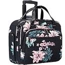 EMPSIGN Rolling Laptop Bag Women, 15.6 Inch Premium Rolling Briefcase with Wheel, 30L Roller Computer Underaeat Bag with Water-Proof RFID Pockets for Travel Business Work-Floral…