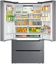 SMAD 36" French Door Refrigerator 22.5 Cu.Ft, Ice Maker, Counter Depth Bottom Freezer, Automatic Defrost, Humidity Control, Fingerprint-Proof Stainless Steel