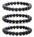 Hamoery Men Women 8mm Natural Stone Beads Bracelet Elastic Yoga Agate Bracelet Bangle (Set2)