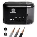 OfficeGoods Electric Pencil Sharpener - Battery or Cord Powered Portable Sharpener - Perfectly Sharpens Colored Pencils, Drafting Pencils for Artists, Office, School & Home - Black