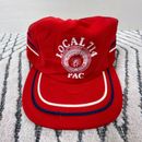 Vintage Trucker Hat Cap Snap Back Red White Blue Side Stripe USA 80s 90s IBEW
