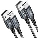 Cable Micro USB 2M 2Pack,3A Carga Rápida Nylon Movil Android Cargador Compatible con Samsung S7/S6/S5/J7, Sony,Xiaomi,Huawei, HTC, Motorola,LG,PS4, Kindle