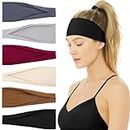 6Pcs Stretch Elastic Yoga Soft Sports Headbands，Non Slip Yoga Headbands Sport Fashion Headband Cloth Hair Bands for Teens Women Girls