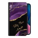 Personalised Phone Case For Motorola/Nokia Flower Purple Marble PU Leather Cover