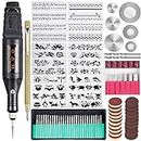 Uolor 70 Pcs Engraving Tool Kit, Multi-Functional Electric Engraver Pen DIY Rotary Tool for Jewelry Metal Glass Ceramic Wood Plastic with Scribe, 52 Bits and 16 Stencils